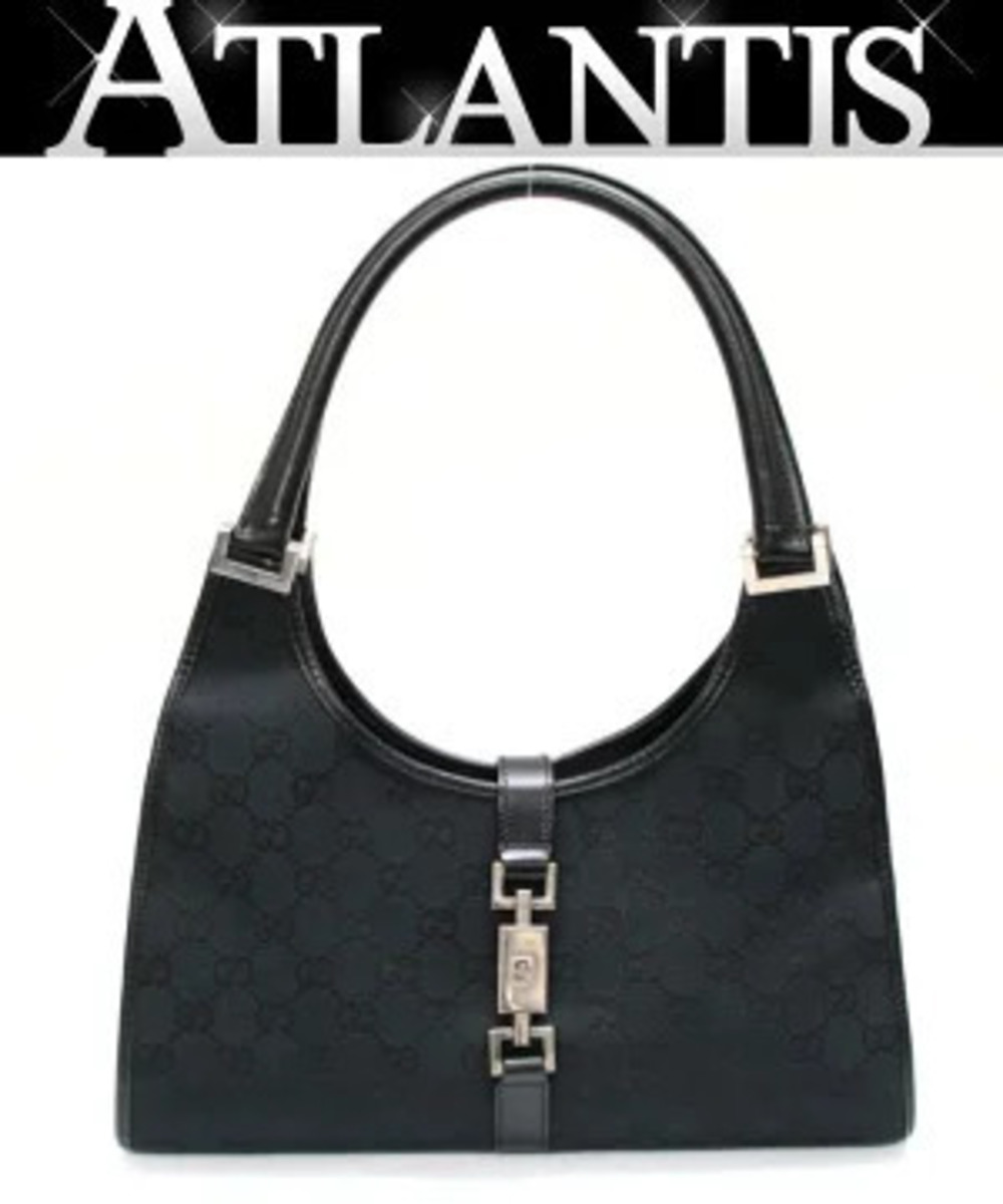 Gucci Jackie Handbag Canvas x Leather Black